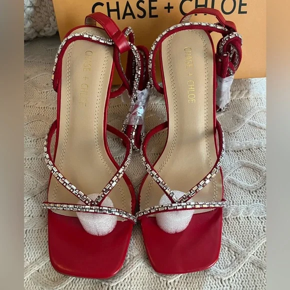 NEW! Chase + Chloe Stiletto Sandals with Wrap Around Ankle Straps Women’s Size 9 - Picture 12 of 15